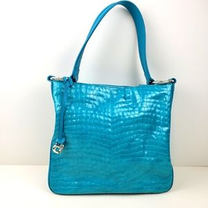 Brighton Cher Turquoise Croc Embossed Leather Bag